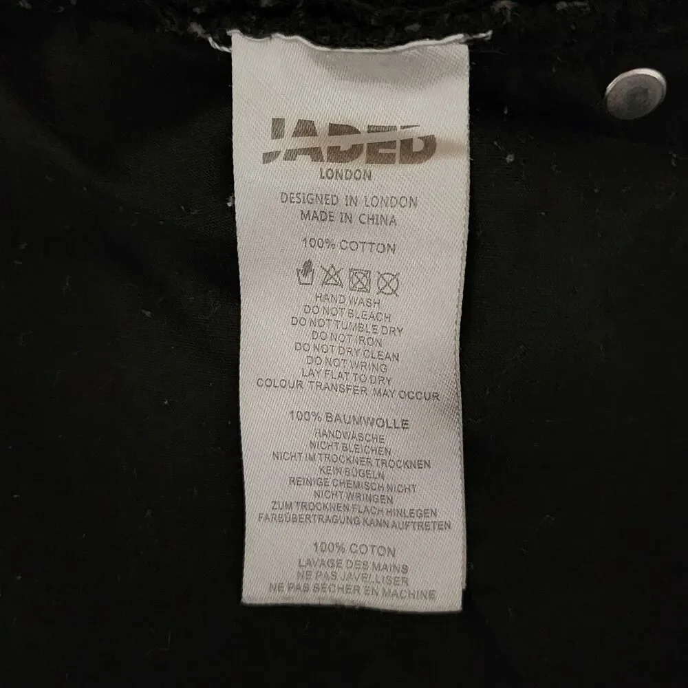Jaded London Black Distressed Shredded Straight Leg Denim Jeans Size 30 31